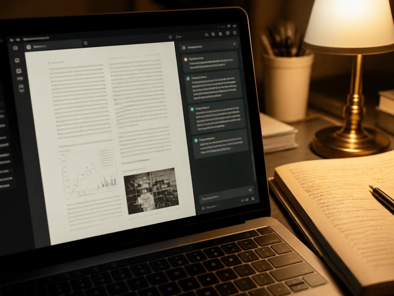 Coworker view with PDF, note pane and chat side by side