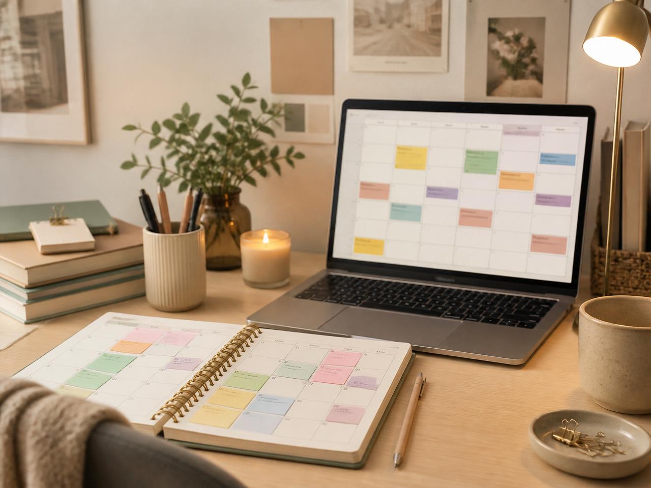 An exam prep week laid out on a calendar with prep tasks per block
